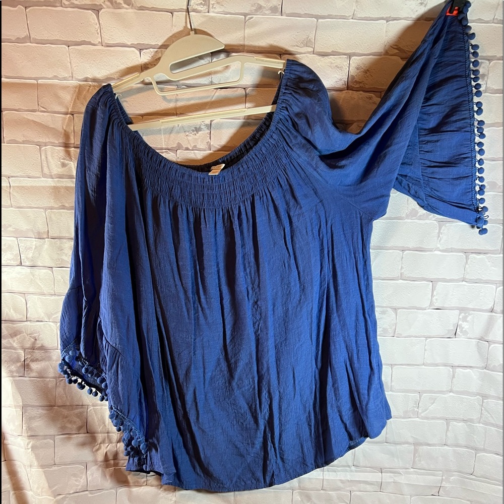 Chambray Bell Sleeve Boho Top